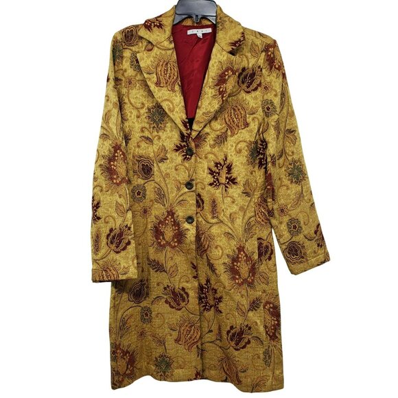 Cabi Y2K Floral‎ Tapestry Jacket Guinevere Brocade Flower Long Fall Coat 179 - Picture 1 of 14